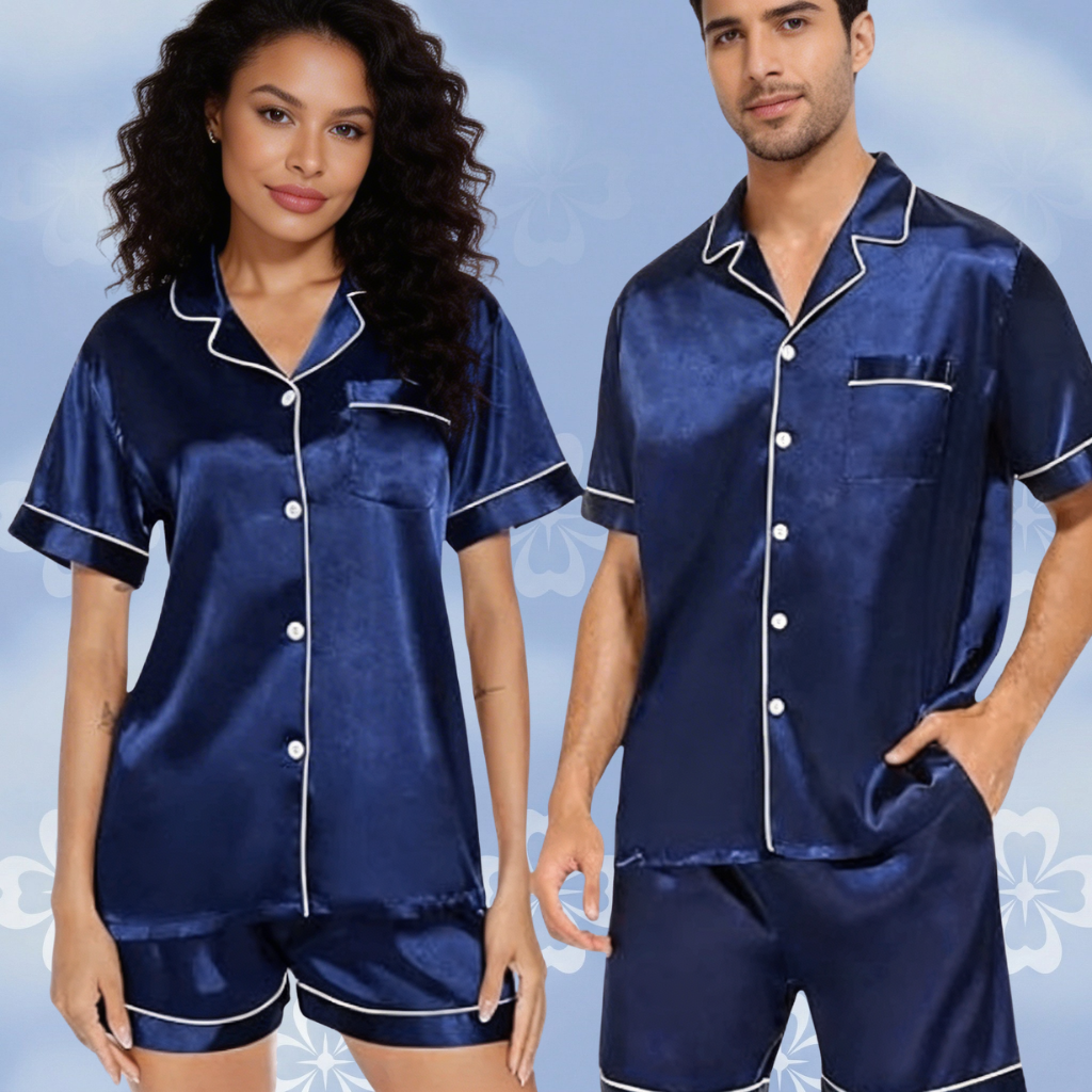 Silk Pajamas Men And Women Short Set